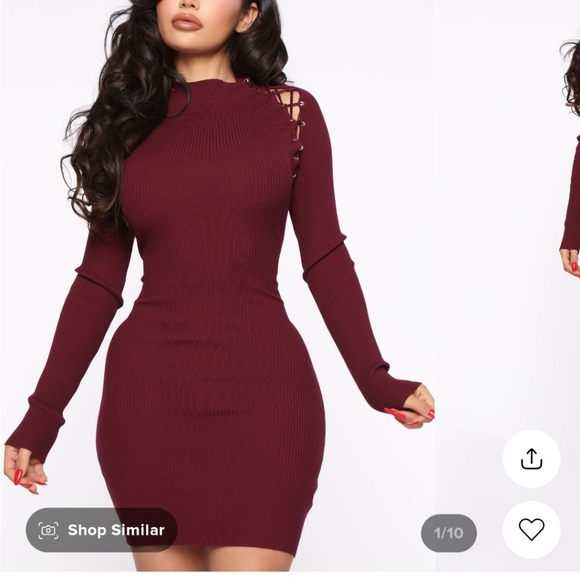 Burgundy sweater dress - Picture 4 of 4